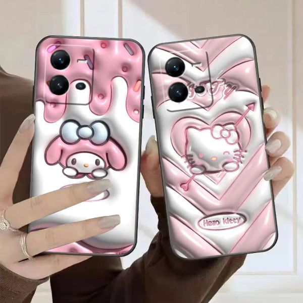 Anime Hello K-Kitty K-Kuromi Phone Funda Case Funda pour Vivo x90 X80 X70 X60 X50 X30 X23 V29 V27 V25 V23 V23E V21 V21E V20 Shell Case Shell