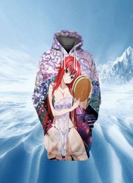 Anime High School DXD Hoodies à capuche 3d Imprimé Sexy Girl Rias Streetwear Men Sweatshirts Hentai Alter Puovers Y21111829121517014