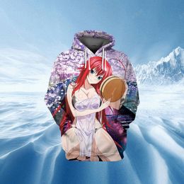 Anime lycée DXD sweat à capuche 3D imprimé fille Sexy Rias Streetwear hommes sweats Hentai Alter Puovers Y21111829125867356