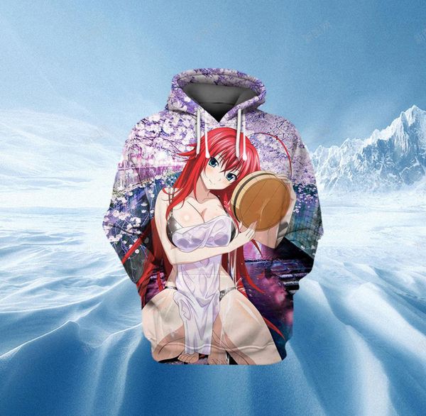 Anime High School DXD Sudaderas con capucha 3D Impreso Sexy Girl Rias Streetwear Hombres Sudaderas Hentai Alter Puovers Y21111829121152214