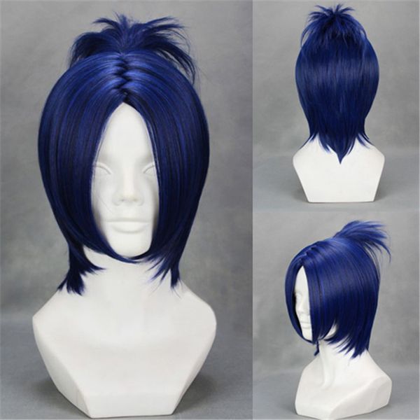 Anime HITMAN REBORN! Rokudou Mukuro Cosplay perruque bleu court haute température fibre synthétique style cheveux perruques + bonnet de perruque