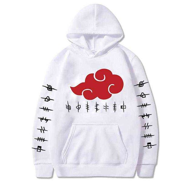 Anime Sweats à capuche Akatsuki Cloud Symboles imprimés Sweats à capuche Hommes Femmes Harajuku Streetwear Pulls Unisexe Sweat à capuche surdimensionné Y211122