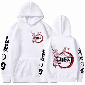 Anime Hoodies Demon Slayer Gedrukt Hoodie Sweatshirts Hip Hop Casual Pullover Losse Print Streetwear Unisex H1227