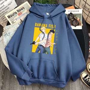 Anime Hoodies Heren Banaan Vis Fleece Warm Sweatshirts 2021 Nieuwe Herfst Hoge Kwaliteit Streetwear Top Mannelijke Losse Kleding Hoody H0909