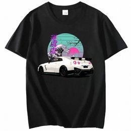 Anime inicial D camiseta para R35 Skyline GTR Vaporwave JDM Legend Car Print Shirt hombres manga corta 100% Cott gráfico camisetas p7X7 #