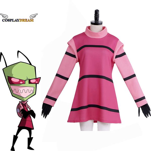 Costume de Cosplay Anime Invader Zim, t-shirt à manches longues avec gants, Costume de fête d'halloween pour femmes, sur mesure