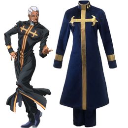 Costume de Cosplay Anime Jojo S Bizarre Adventure Enrico Pucci pour hommes adultes, haut, pantalon, ceinture, uniforme de fête d'halloween