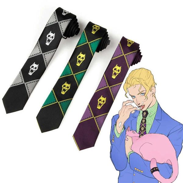 Anime Jojo's Bizarre Adventure Kira Yoshikage Cosplay Tie Killer Queen Skull Neck Heavens Door Prop Costume242y