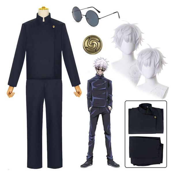 Anime Jujutsu Kaisen Gojo Satoru Cosplay Costume uniforme perruque Gojo Satoru lycée uniforme Halloween Costumes pour hommes femmes cosplay