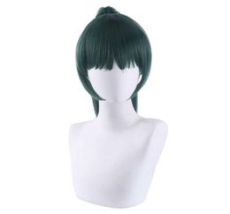 Anime Jujutsu Kaisen Maki Zenin Cosplay perruque 50 cm vert résistant à la chaleur cheveux synthétiques Pelucas Halloween fête Costume Wigs2998552