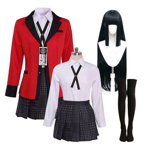 Anime Kakegurui Jabami Yumeko Cosplay Costume joueur compulsif école japonaise filles Jk uniforme Halloween Costumes perruque Suitcosplay