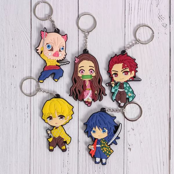 Anime porte-clés Silicone caoutchouc souple couverture chaîne porte-clés bijoux accessoires cadeaux