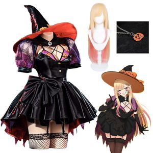 Anime Kitagawa Marin Cosplay mon déguisement chéri Cosplay Costume robe de sorcière uniforme chapeau de citrouille perruque Halloween fête vêtementscosplay