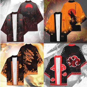 Anime Konoha Hokage Kurama Uchiha Sharingan Símbolo Kimono Capa Disfraces de Cosplay Haori Sasuke Kakashi Cardigan Chaqueta Pijamas AA220324