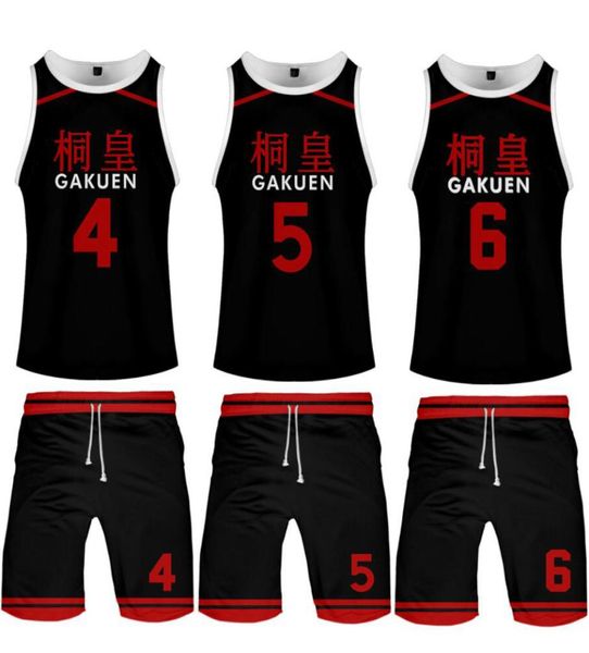 Anime Kuroko No Basuke Basket Gakuen Uniforme scolaire Aomine Daiki Basketball Jersey Sportswear T-shirts shorts Set Cosplay Costume9535889