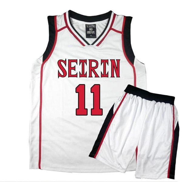 Disfraz de Anime Kuroko no Basuke, camiseta de baloncesto escolar SEIRIN, ropa deportiva, uniforme para hombre, camiseta, pantalones cortos, conjunto blanco No 4-11333Z