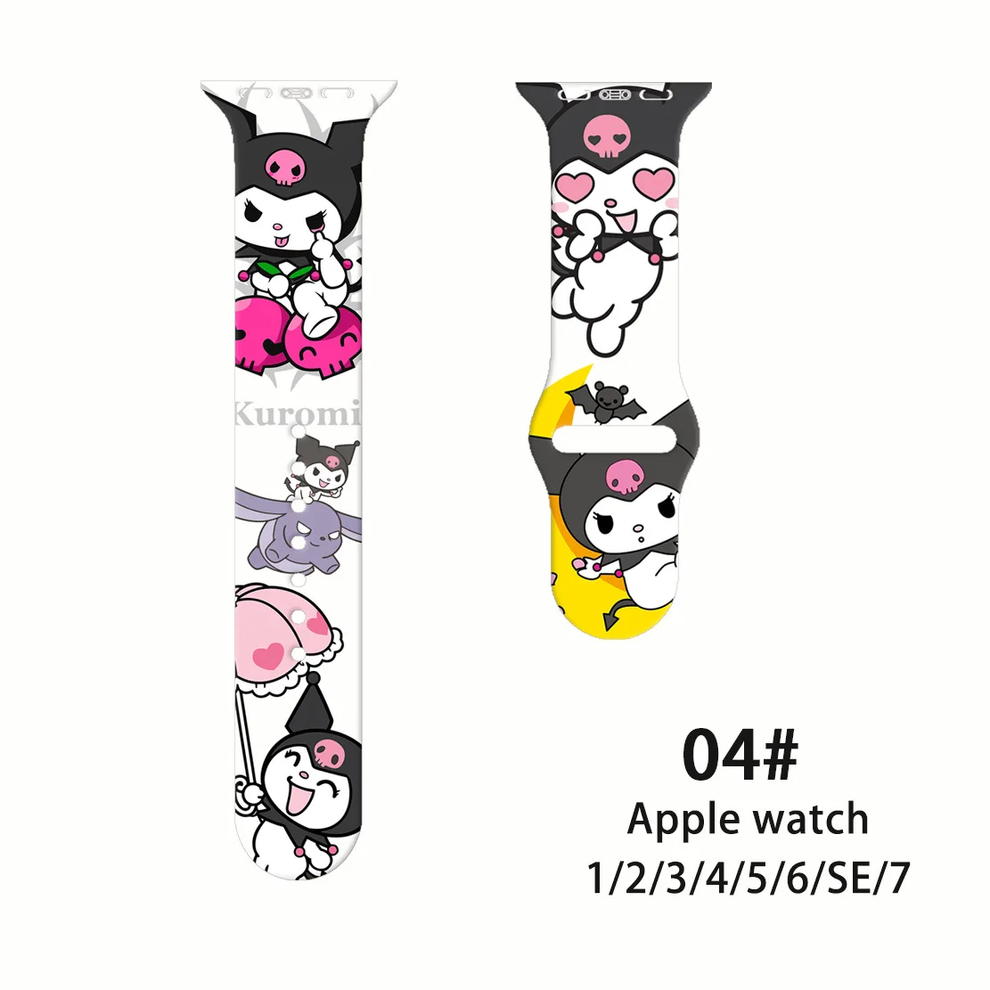 Anime Kuromi Printed Strap for Apple Watch Band 38/40/41/42/44/45Mm Sport Bracelet for Iwatch Silicone Strap Se 7 6 5 4 3 2 1