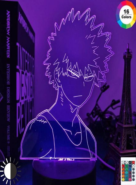 Anime LED Light My Hero Academia Series Bakugo para la decoración del dormitorio Regalo de cumpleaños Manga Gadget Katsuki 3D LAMP9115557