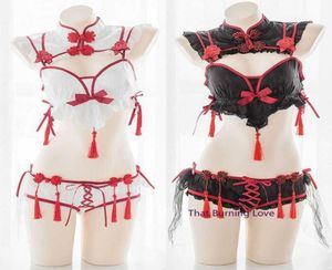 Anime Lingerie Sexy Cosplay Cheongsam traditionnel pour femmes gothique Punk petit diable Kawaii ensemble de soutien-gorge mode jeu de rôle tenue de femme de chambre X2462629