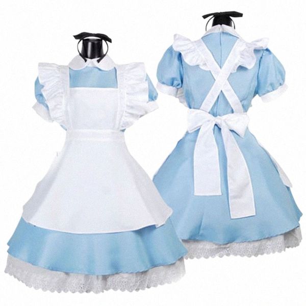 Anime Lolita French Maid Apr Fancy Dres Cosplay Costume Sky Blue Halen Party Dr Up Lolita Dres Tenues pour femmes E4sX #