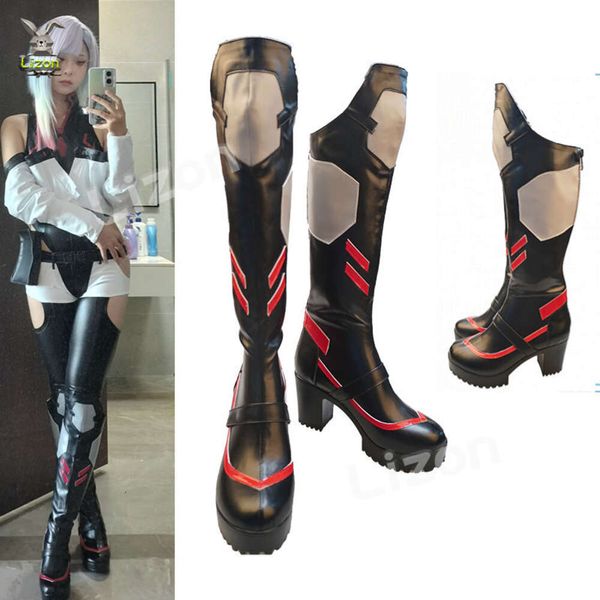 Bottes Lucy en cuir PU, chaussures Anime, accessoires de carnaval d'halloween, sur mesure