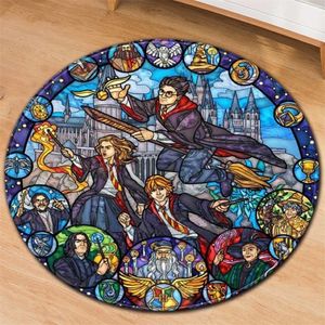 Anime Magic University Collage Deur Mat Vloermat Ronde Tapijt Tapijt Thuis el Woonkamer Voor Kinderen Jongens Meisje anti Slip 210727267g