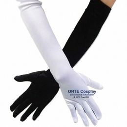 Anime Maid Cosplay Costume Gants 22cm 42cm 52cm Etiquette Élastique Serré Spandex Gants de Protection Solaire Noir Blanc B5Gf #