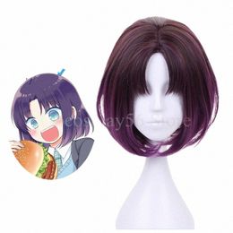 Anime Maid Elma Cosplay Wig Mixed Purple Short Partie médiane Résistant à la chaleur synthétique Joi Elma Hair x34M #