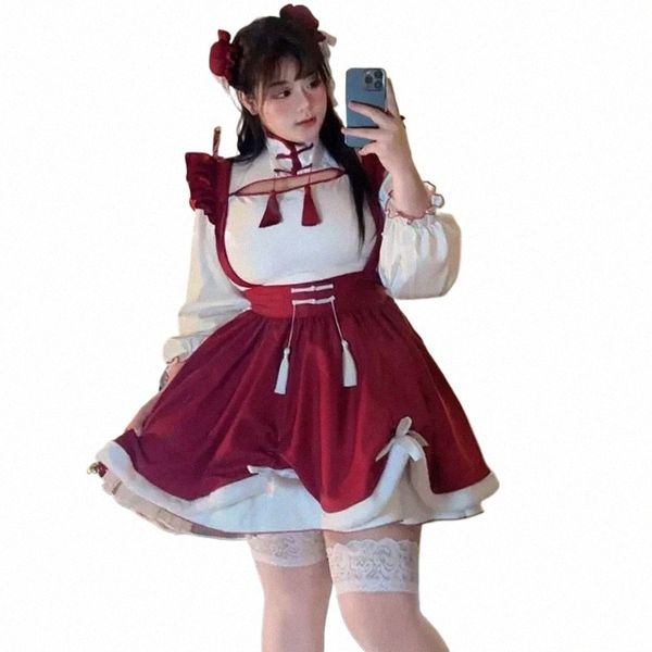 Anime Maid Lolita Costumes Soft Girl Love Live Cosplay Chinois Chegsam Dr School Girl Party Kawaii Vêtements Maids Outfit 5XL v6Ei #