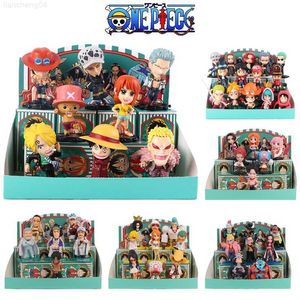 Anime Manga 12pcs / set One Piece Mystery Box 6 Set Pvc Figura de anime Sanji Zoro Ace Luffy Mini modelo Muñeca Sorpresa Caja ciega Regalos para niños L230717