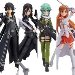 Anime Manga 15 Cm Figma Sword Art Online Sao Asada Shino Yuki Asuna Kirigaya Kazuto Anime Actiepop Model Garage speelgoed Set Gift 240319