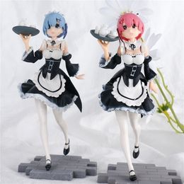 Anime Manga 17cm Anime Re Life in een andere wereld dan Zero Ram Rem Apron Maid Maid Dress Up Figuur Doll PVC Collection Model Toys Gift 220923