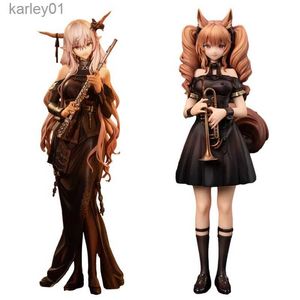 Anime Manga 18cm Arknights Figura de anime Sexy Black Long Falda Long Action Figura Kaii Girl Angelina Figurine Collection Model Doll Toys YQ240325