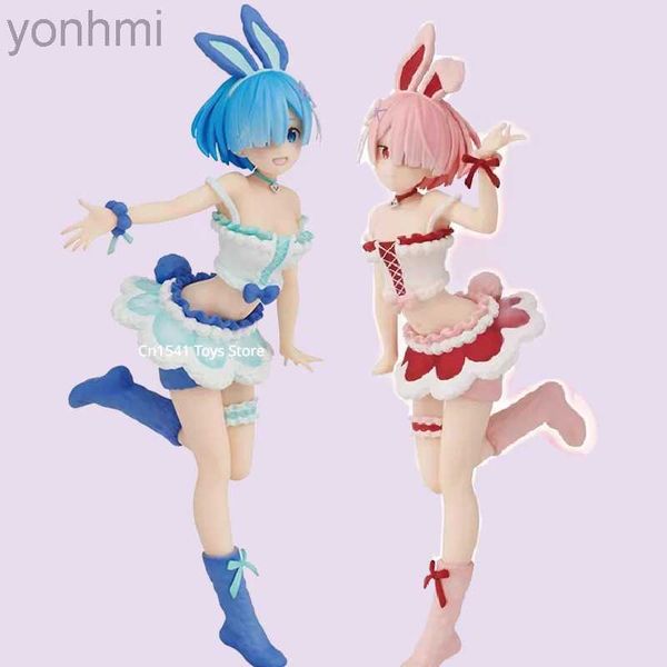 Anime Manga 19cm Anime Re Life Un mundo diferente del cero Ram Rem Bunny Figura Cute Remu Ramu Acción Figura PVC Model Collection Molls Toys 240413