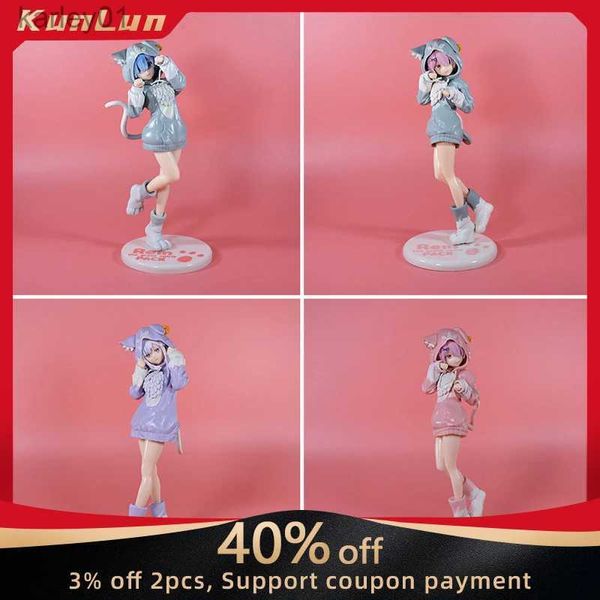 Anime Manga 20 CM Sexy Filles Chat Chiffres RE Anime Figure Mignon Rem Figur Ram Poupée Kai Emilia Anction Figura Kai Collection Modèle Jouet Cadeau yq240325