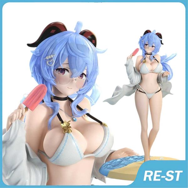 Anime Manga 24cm Genshin Impact Anime figura Ganyu Sexy Girl figura Ganyu traje de baño figura de acción modelo muñeca juguetes para niños regalo de Navidad