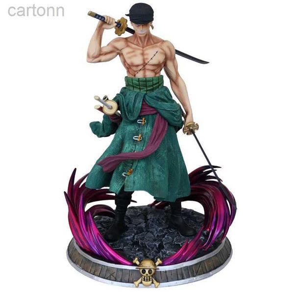 Anime Manga 25 cm Figura de una pieza Gk Santoru Roronoa Zoro Doble cabeza PVC Acción Modelo coleccionable Juguete para niños Regalo 240401