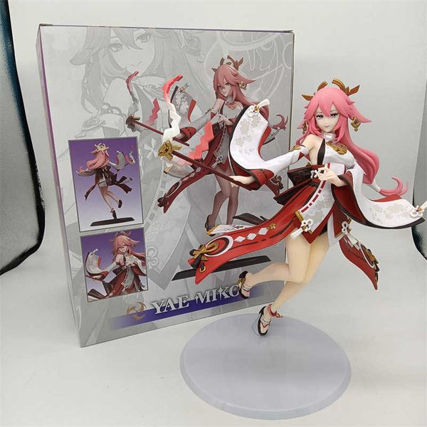 Anime Manga 26cm Anime Mihoyo Genshin Impact Yae Miko Pvc Figura de acción Anime Sexy Garage Kit Figura Modelo Juguetes Colección Muñeca Regalo Z0427