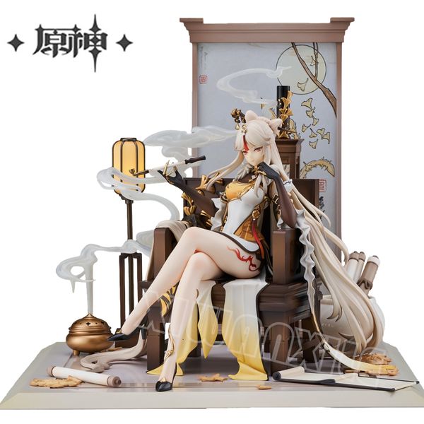 Anime Manga 27cm Genshin Impact Ningguang figura Zhongli acción KleePaimon figurita colección modelo muñeca juguetes 230213