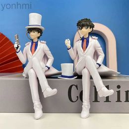 Anime Manga 2 pièces/ensemble Anime détective Conan Kaitou Kiddo Kid le voleur fantôme costume blanc chapeau PVC figurines d'action modèle décoration jouets cadeaux 24329