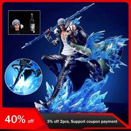 Anime Manga 30 cm One Piece Action Figure Kuzan Figure 2 têtes 2 mains remplaçables lumineux PVC Anime modèle enfants jouet cadeaux pour garçon décoration YQ240315