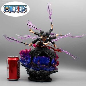 Anime Manga 40 cm Een Stuk Zoro Anime Figuren Wano Onigashima 9 Zwaarden Stijl Actie Beeldje Pvc Standbeeld Model Pop collectie Speelgoed Kinderen Geschenken L230717