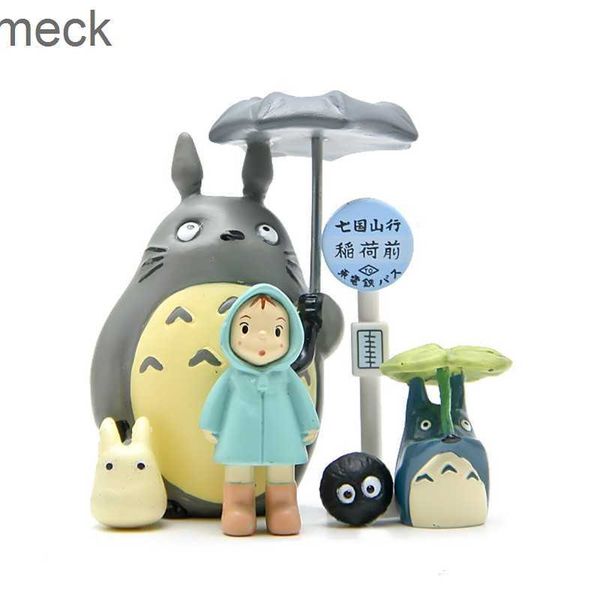 Anime Manga 6 pièces/lot Totoro gare routière boule de charbon Xiaomei parapluie Totoro Micro paysage figurines d'action modèle poupées