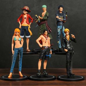 Anime Manga 6 unids/set One Piece Luffy Nami Ace Sanji Zoro Law colección figura PVC modelo figuras L230717