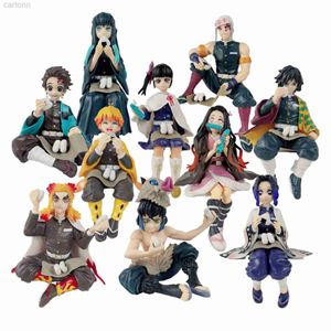 Anime Manga Anime Démon Assis Manger du Riz Figurine Tous Styles Tanjirou Nezuko Kyoujurou Tengen Tokitou Muichirou Figurine Jouet Cadeaux 240401