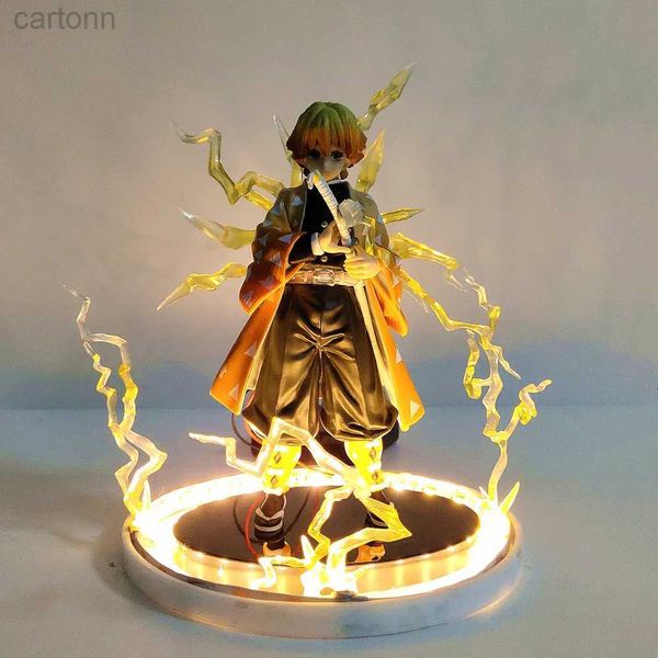 Anime Manga Demon Action Anime Figuras Kimetsu no Yaiba Agatsuma Zenitsu Luces nocturnas LED Set Figurita Modelo Juguetes para niños Modelo 240401