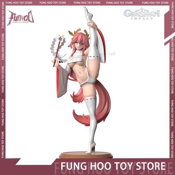 Anime Manga Genshin Figura de impacto Figuras de anime Yae Miko Levantamiento de piernas Hentai Chica sexy Estatuilla Estatua de PVC Estatuilla Modelo Muñeca Juguete coleccionable L230717