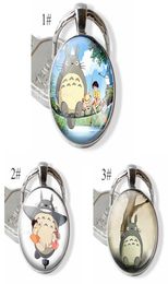 Anime Manga Metal Keynchain mon voisin Totoro Glass Dome Cabochon Studio Ghibli Satsuki Mei Tatsuo Yasuko Catbus Key Ring Gift2988908