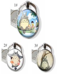 Anime Manga Metal Keynchain mon voisin Totoro Glass Dome Cabochon Studio Ghibli Satsuki Mei Tatsuo Yasuko Catbus Key Ring Gift3966230