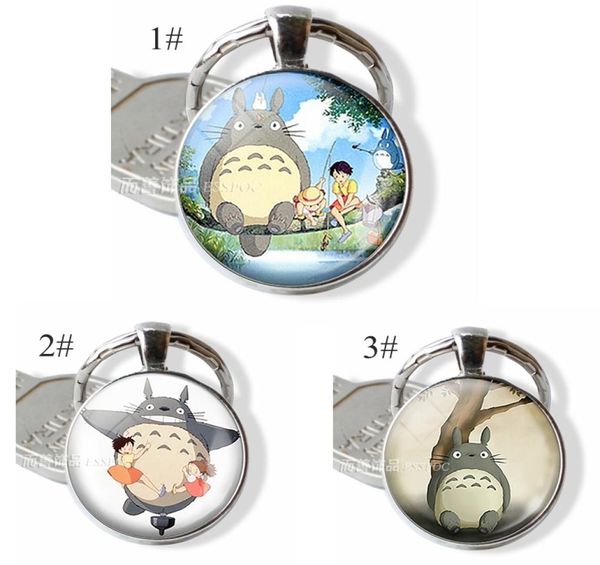 Anime Manga Metal Keynchain mon voisin Totoro Glass Dome Cabochon Studio Ghibli Satsuki Mei Tatsuo Yasuko Catbus Key Ring Gift1563596